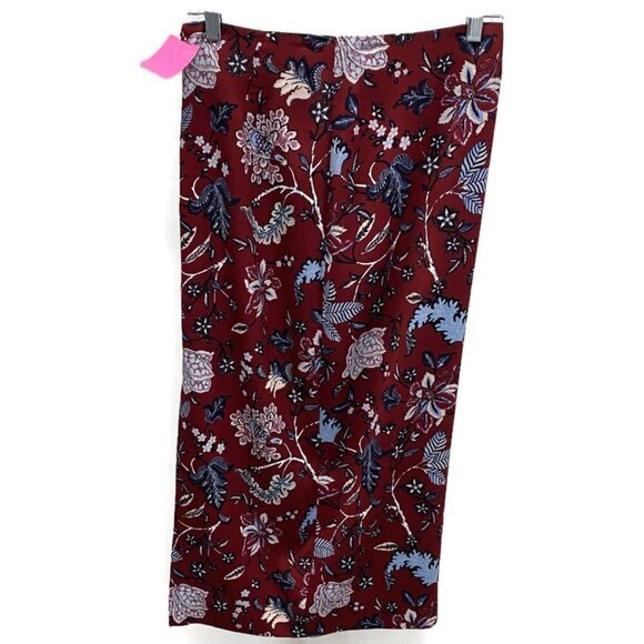 Diane Von Furstenberg Burgundy w/Blue Floral Skirt - Picture 1 of 3